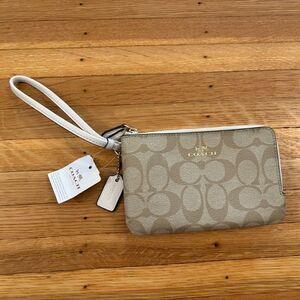 Coach Tan Double Zip Wristlet Wallet NWT